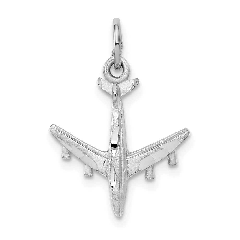 14K Weißgold 3-d Flugzeug Charm