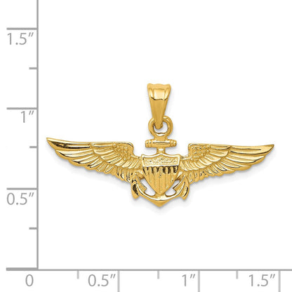 14K Gelbgold Großer US-Marineflieger-Abzeichen-Anhänger