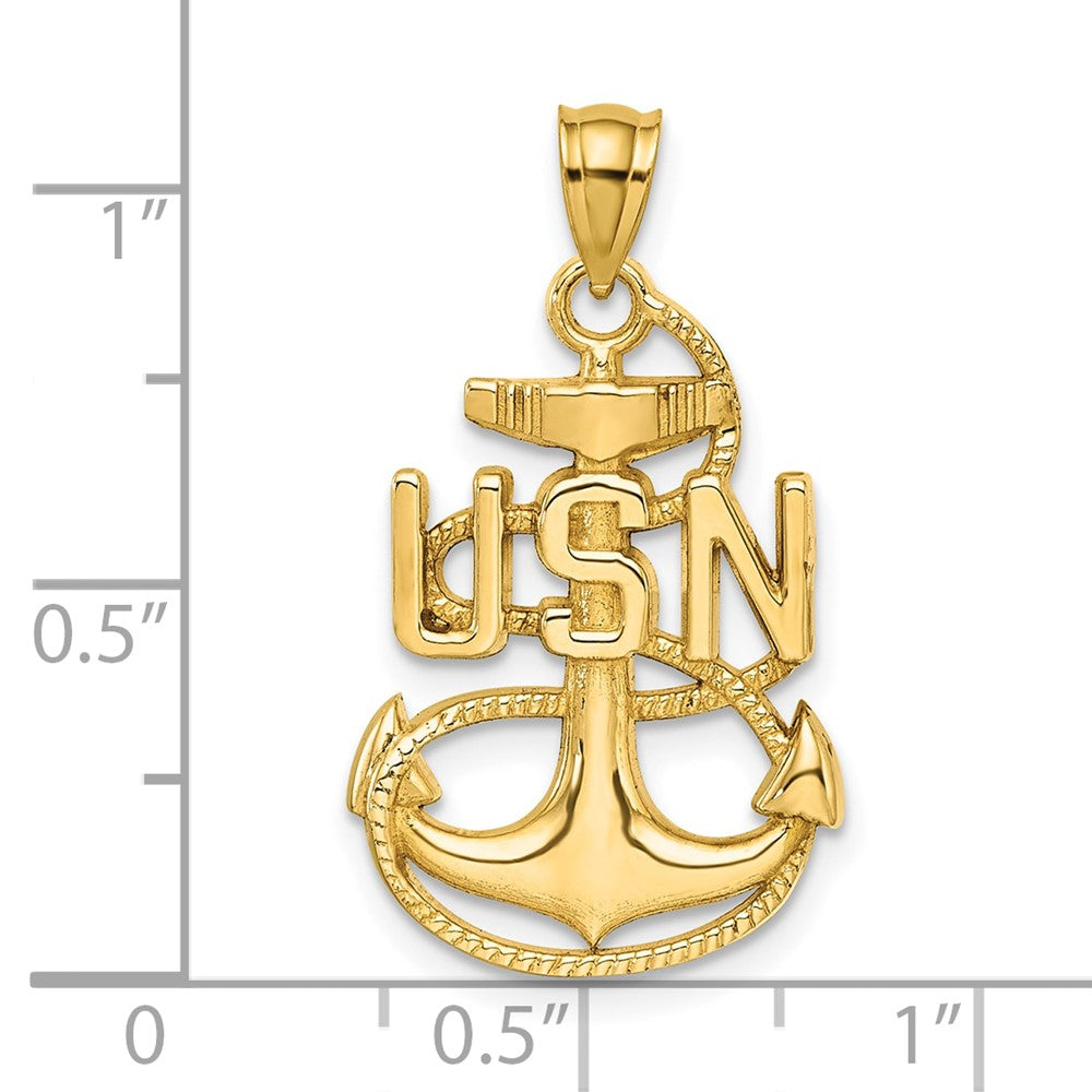 14K Gelbgold United States Navy USN Anker-Anhänger