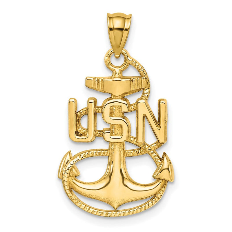 14K Gelbgold United States Navy USN Anker-Anhänger