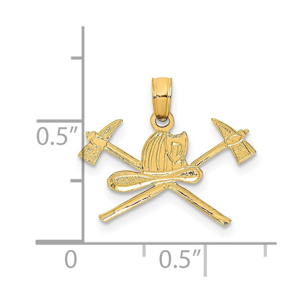14K Gelbgold Feuer Department Insignia Charm