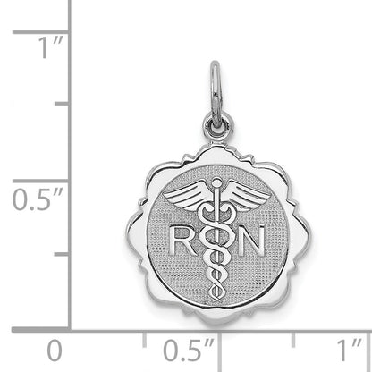 14K Weißgold Gravierscheiben-Charm „RN Registered Nurse“