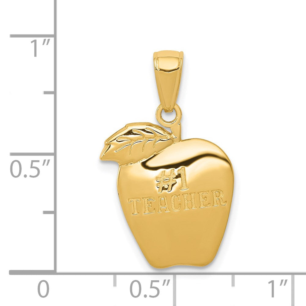 14K Gelbgold Anhänger „#1 LEHRER" Apfel