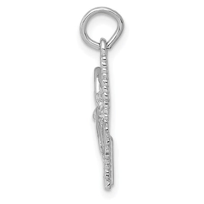 14K Weißgold Satiniert Diamantiert Comb und Scissors Charm