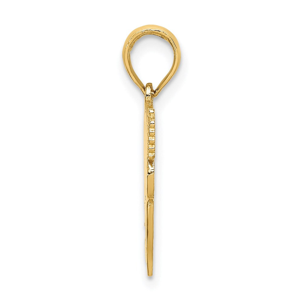 14K Gelbgold Polierter Flachrücken-Zahn-Charm