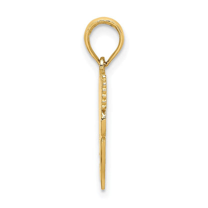 14K Gelbgold Polierter Flachrücken-Zahn-Charm