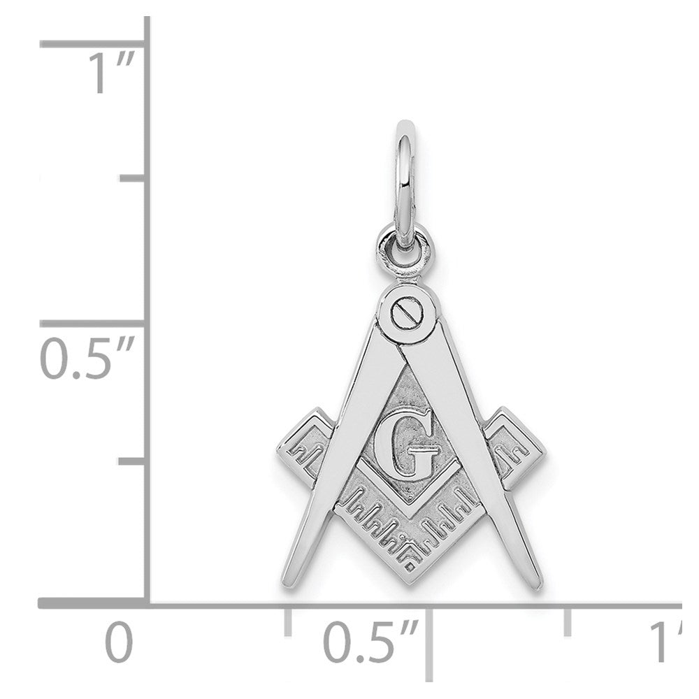 14K Weißgold Poliert & Strukturiert Freimaurer Symbol Charm