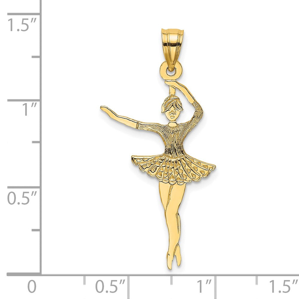 14K Gelbgold Satiniert Poliert Ballerina Charm