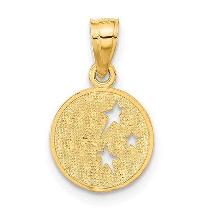 14K Gelbgold Mond und Sterne Anhänger