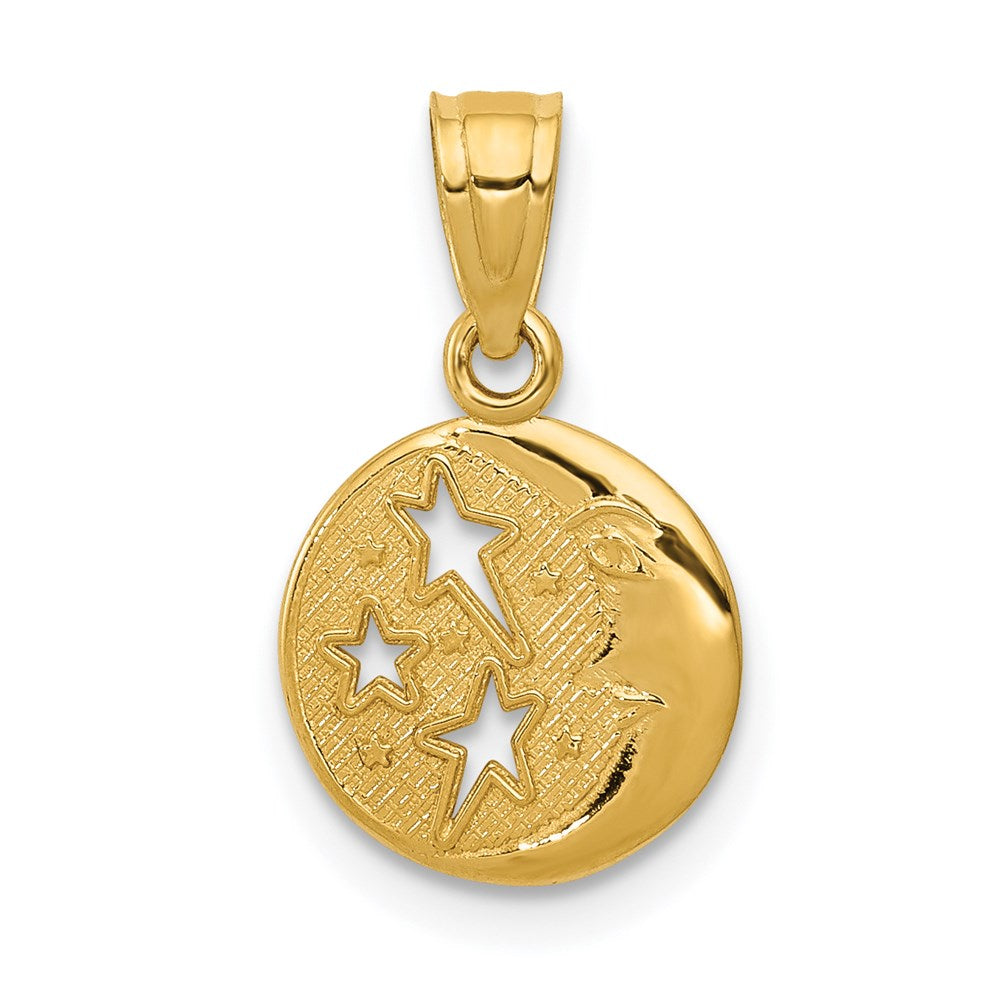 14K Gelbgold Mond und Sterne Anhänger