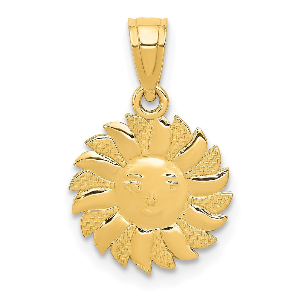 14K Gelbgold Poliert Sonne mit Face Anhänger
