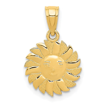14K Gelbgold Poliert Sonne mit Face Anhänger