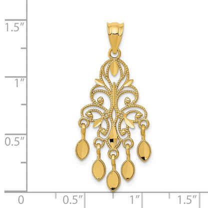 14K Gelbgold Poliert Diamantgeschliffener Kronleuchter-Anhänger