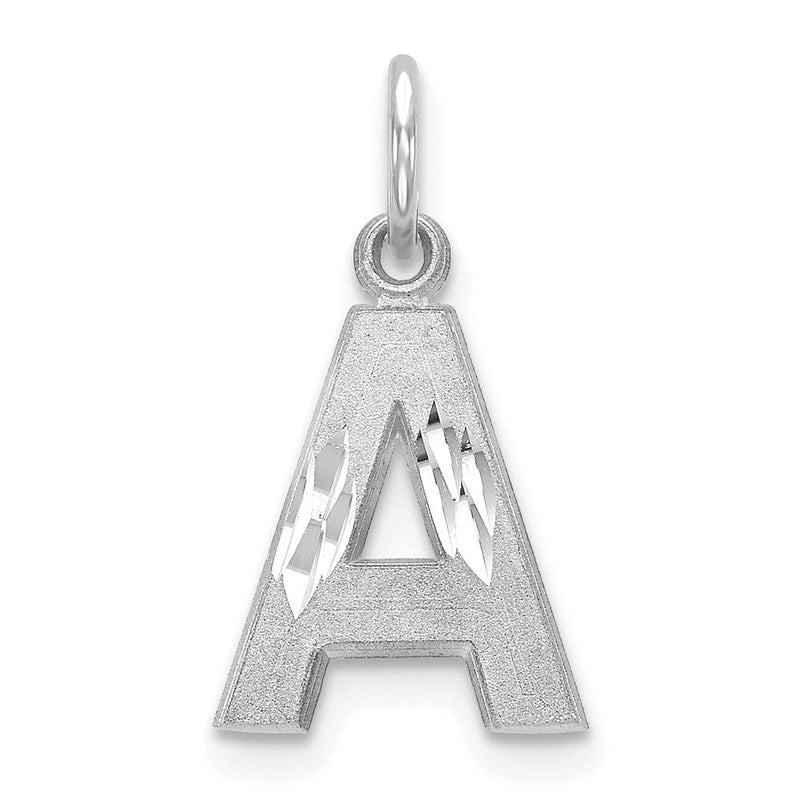 14K Weißgold 14kw Satiniert Diamantiert Buchstabe A Initiale Charm