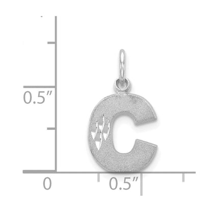 14K Weißgold 14kw Satiniert Diamantiert Buchstabe C Initiale Charm