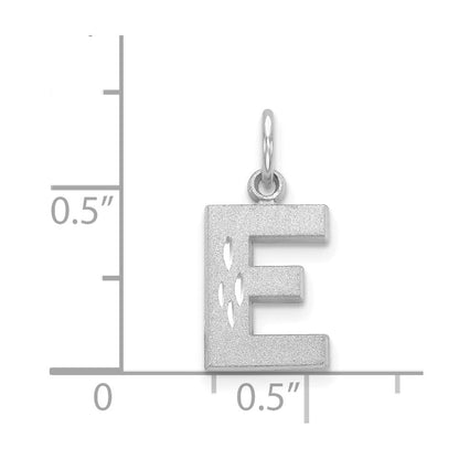 14K Weißgold 14kw Satiniert Diamantiert Buchstabe E Initiale Charm