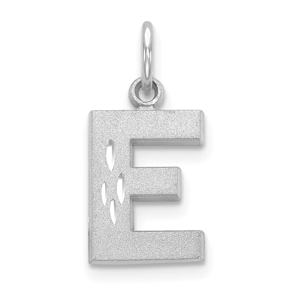 14K Weißgold 14kw Satiniert Diamantiert Buchstabe E Initiale Charm