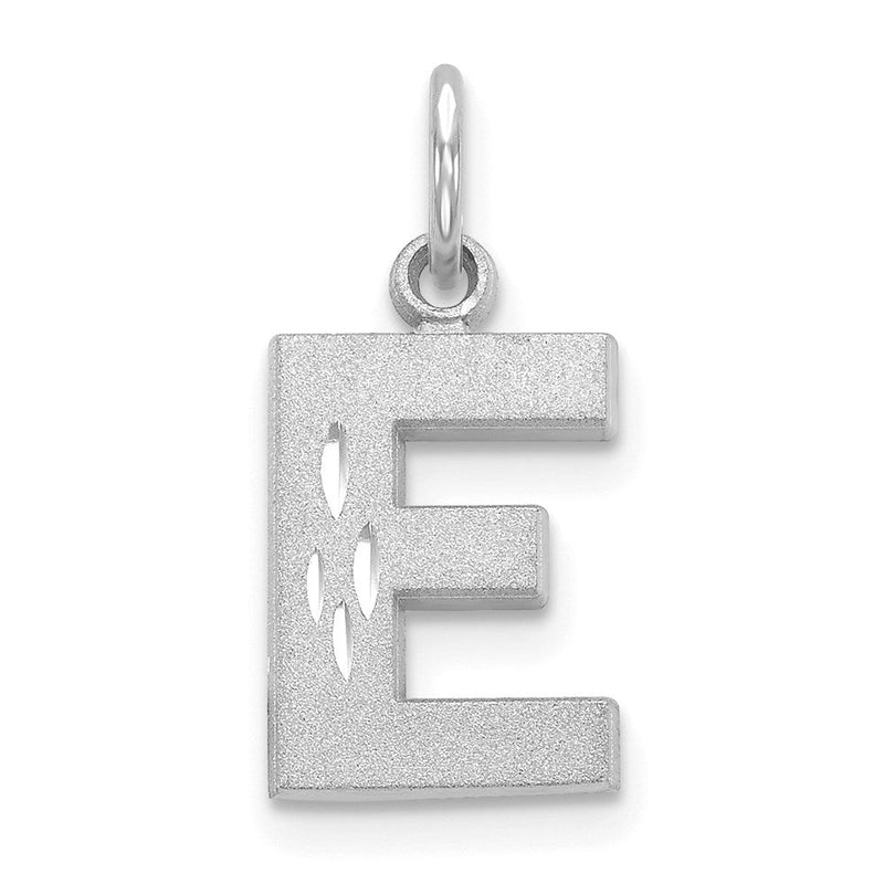 14K Weißgold 14kw Satiniert Diamantiert Buchstabe E Initiale Charm
