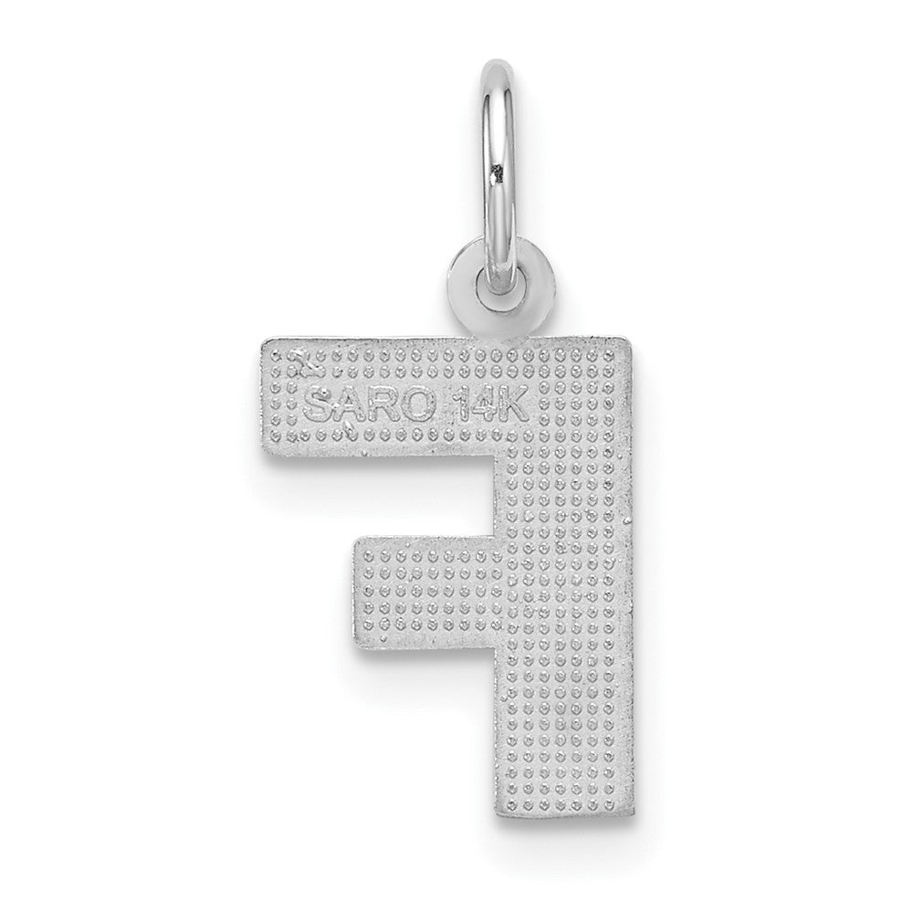 14K Weißgold 14kw Satiniert Diamantiert Buchstabe F Initiale Charm
