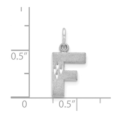 14K Weißgold 14kw Satiniert Diamantiert Buchstabe F Initiale Charm