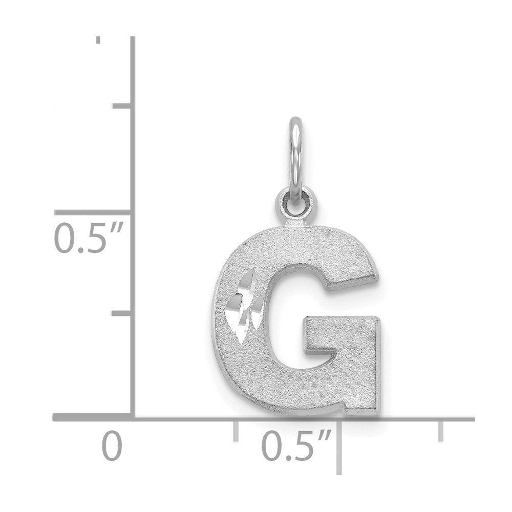 14K Weißgold 14kw Satiniert Diamantiert Buchstabe G Initiale Charm