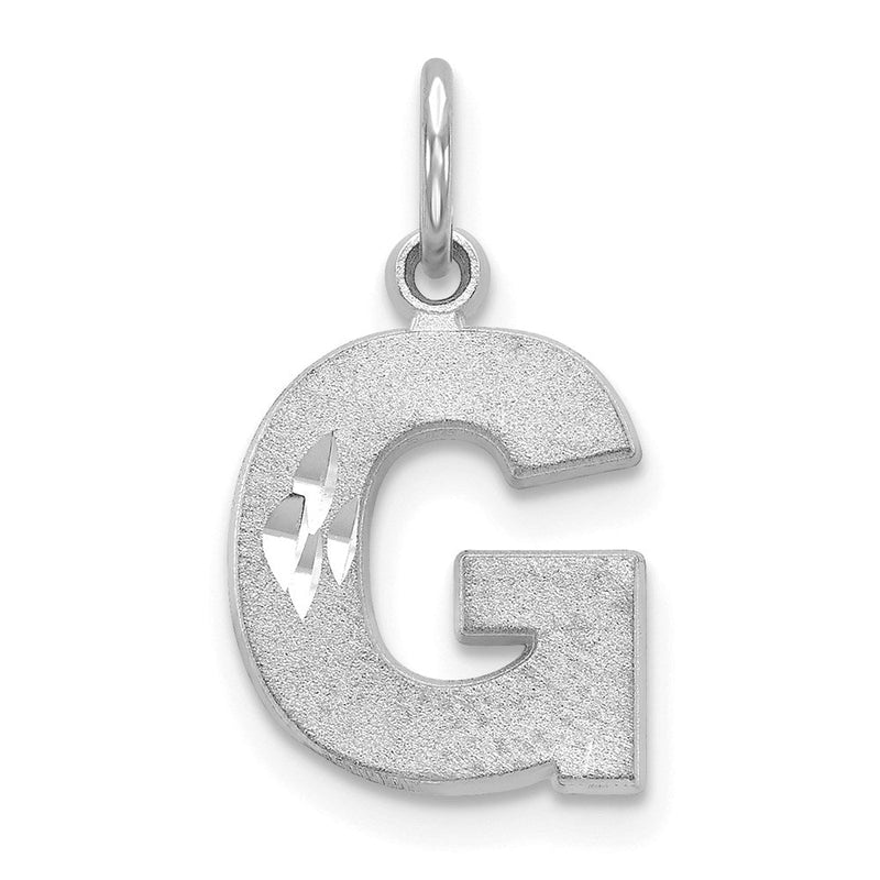 14K Weißgold 14kw Satiniert Diamantiert Buchstabe G Initiale Charm
