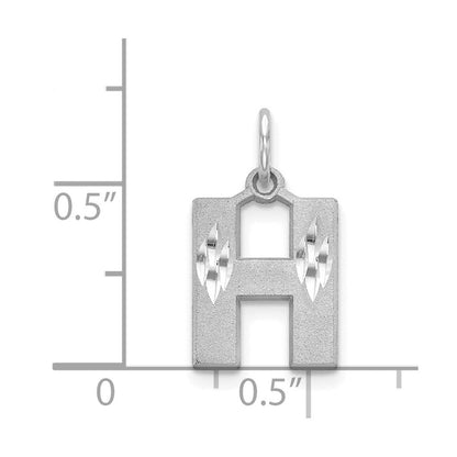 14K Weißgold 14kw Satiniert Diamantiert Buchstabe H Initiale Charm
