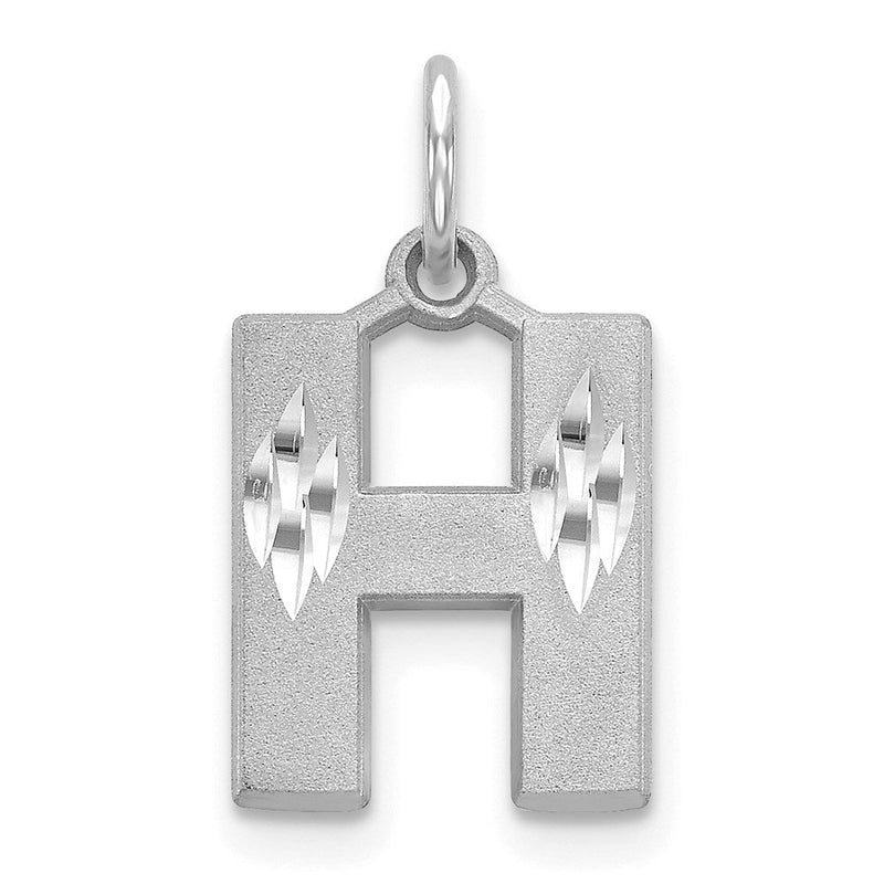 14K Weißgold 14kw Satiniert Diamantiert Buchstabe H Initiale Charm