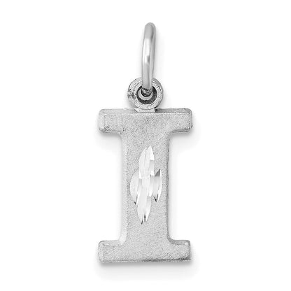 14K Weißgold 14kw Satiniert Diamantiert Buchstabe I Initiale Charm