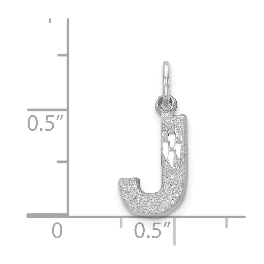 14K Weißgold 14kw Satiniert Diamantiert Buchstabe J Initiale Charm