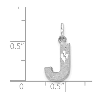 14K Weißgold 14kw Satiniert Diamantiert Buchstabe J Initiale Charm