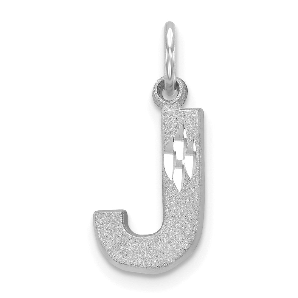 14K Weißgold 14kw Satiniert Diamantiert Buchstabe J Initiale Charm