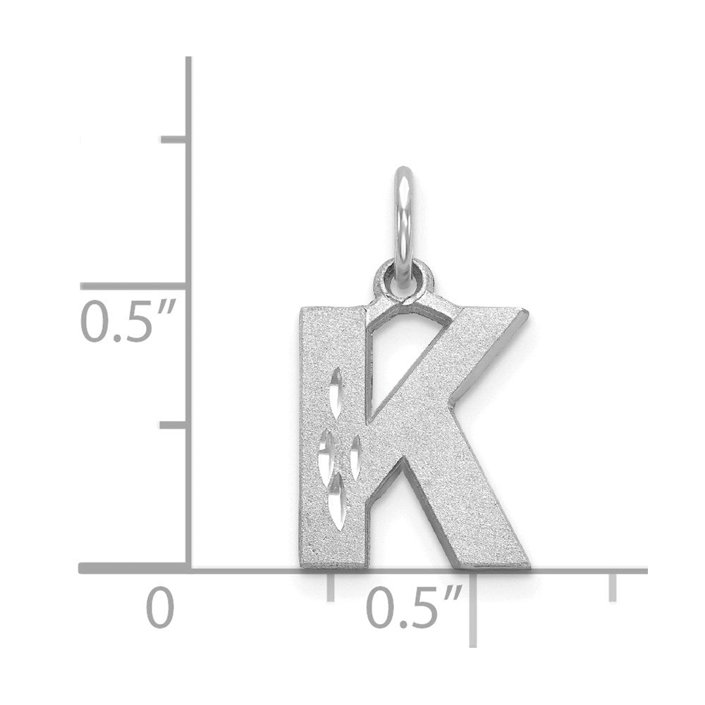 14K Weißgold 14kw Satiniert Diamantiert Buchstabe K Initiale Charm