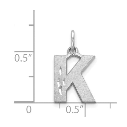 14K Weißgold 14kw Satiniert Diamantiert Buchstabe K Initiale Charm