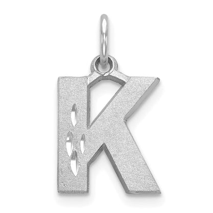 14K Weißgold 14kw Satiniert Diamantiert Buchstabe K Initiale Charm