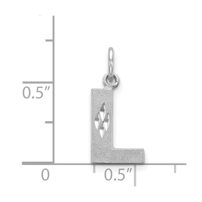 14K Weißgold 14kw Satiniert Diamantiert Buchstabe L Initiale Charm