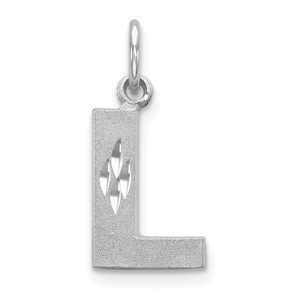 14K Weißgold 14kw Satiniert Diamantiert Buchstabe L Initiale Charm