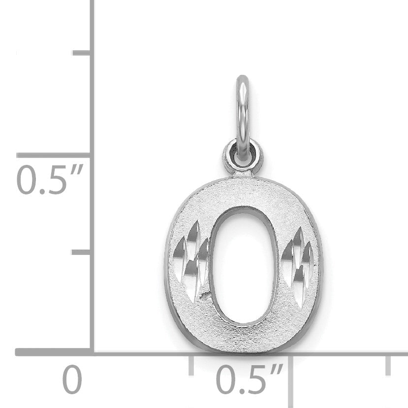 14K Weißgold 14kw Satiniert Diamantiert Buchstabe O Initiale Charm