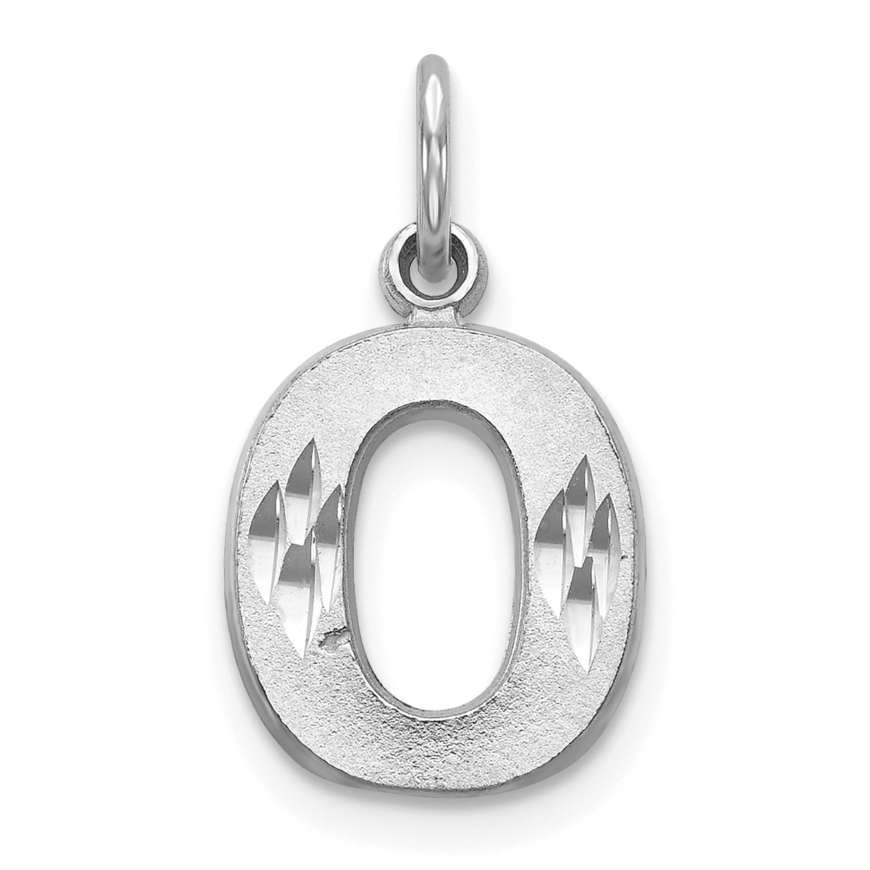 14K Weißgold 14kw Satiniert Diamantiert Buchstabe O Initiale Charm