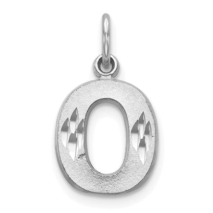 14K Weißgold 14kw Satiniert Diamantiert Buchstabe O Initiale Charm