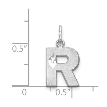 14K Weißgold 14kw Satiniert Diamantiert Buchstabe R Initiale Charm