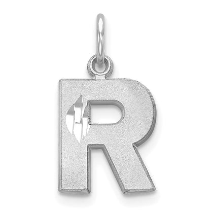 14K Weißgold 14kw Satiniert Diamantiert Buchstabe R Initiale Charm