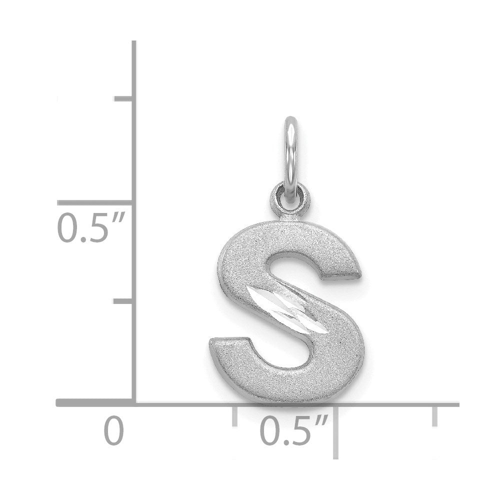 14K Weißgold 14kw Satiniert Diamantiert Buchstabe S Initiale Charm