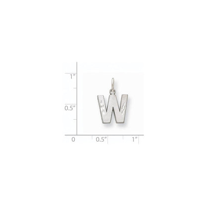 14K Weißgold Satinierter Diamantgeschliffener Initial-Charm Buchstabe W