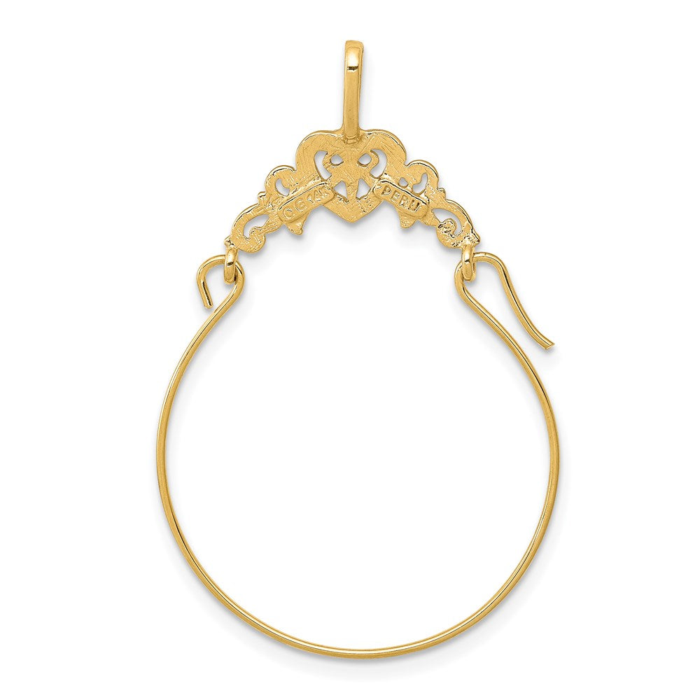 14K Gelbgold Poliert Filigran Herz Charm Halter