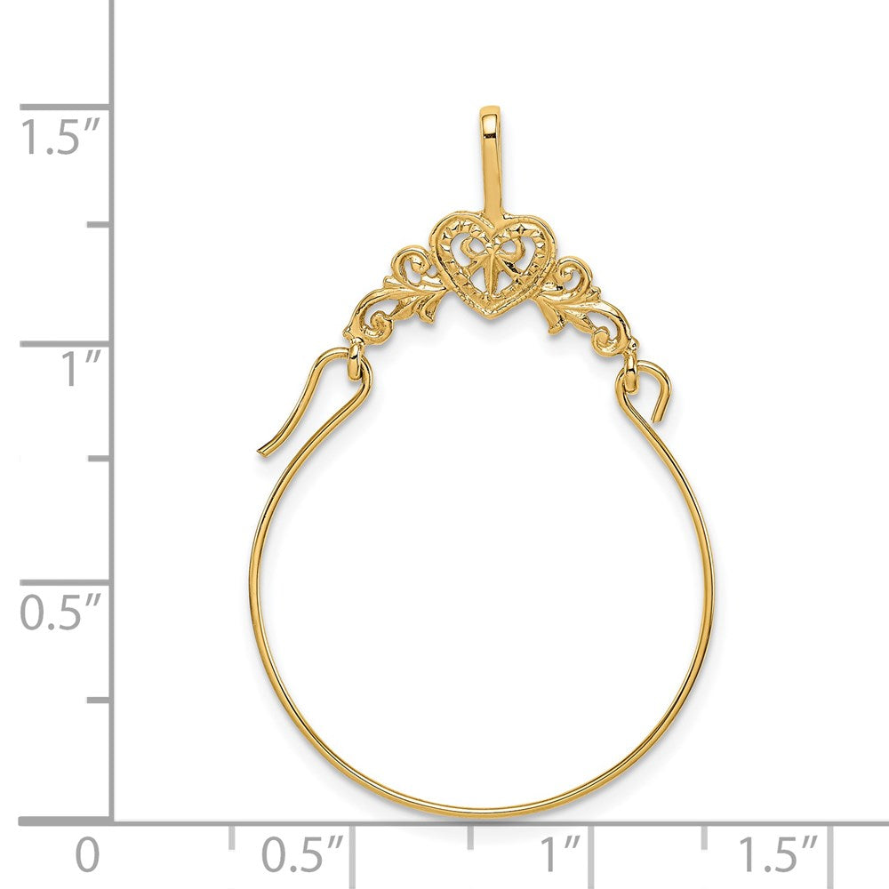 14K Gelbgold Poliert Filigran Herz Charm Halter
