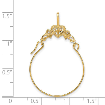 14K Gelbgold Poliert Filigran Herz Charm Halter
