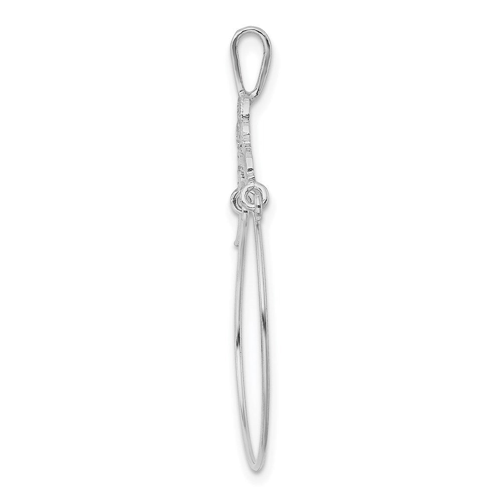 14K Weißgold Poliert Filigran Herz Charm Halter