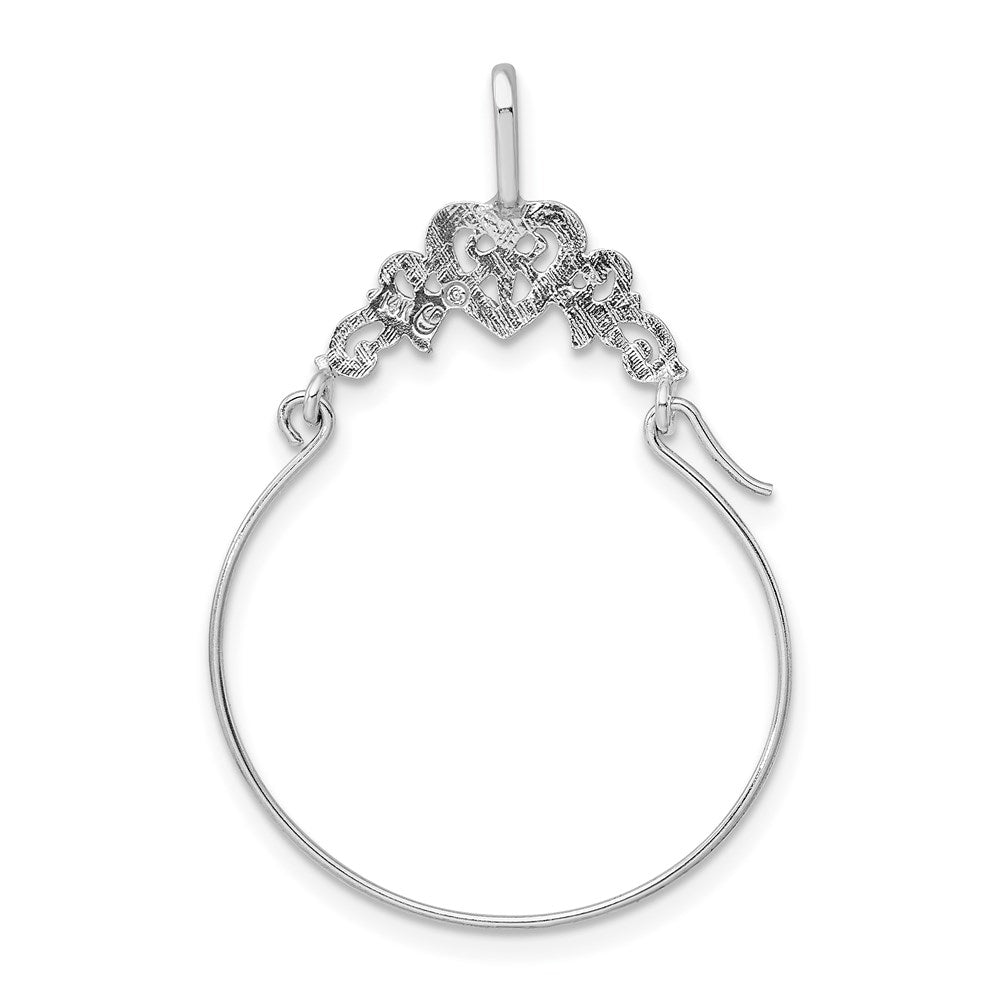 14K Weißgold Poliert Filigran Herz Charm Halter