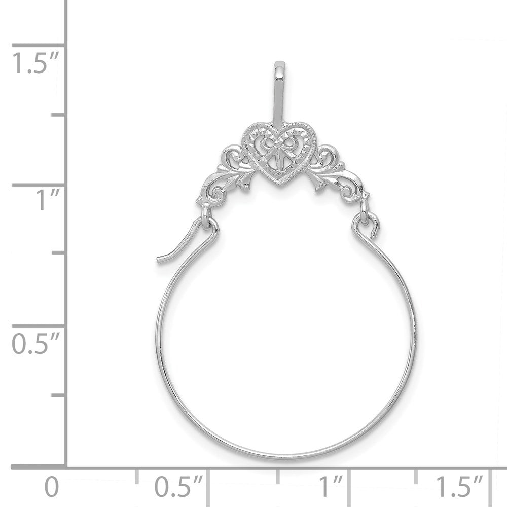 14K Weißgold Poliert Filigran Herz Charm Halter